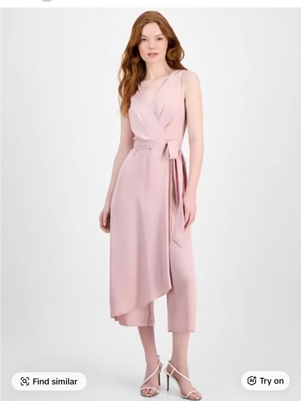 Connected Womens Draped Sleeveless Jumpsuit Dusty Rose 8